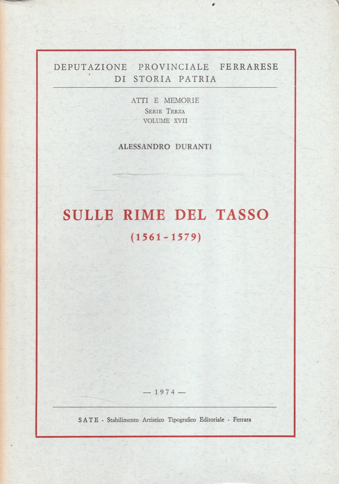 Sulle rime del Tasso (1561-1579)