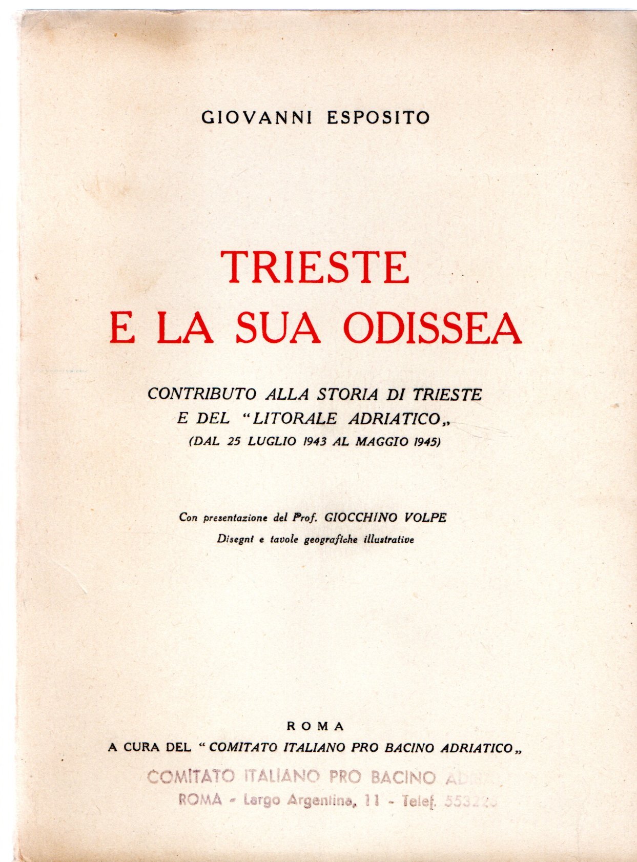 Trieste e la sua odissea contributo alla storia di Trieste …