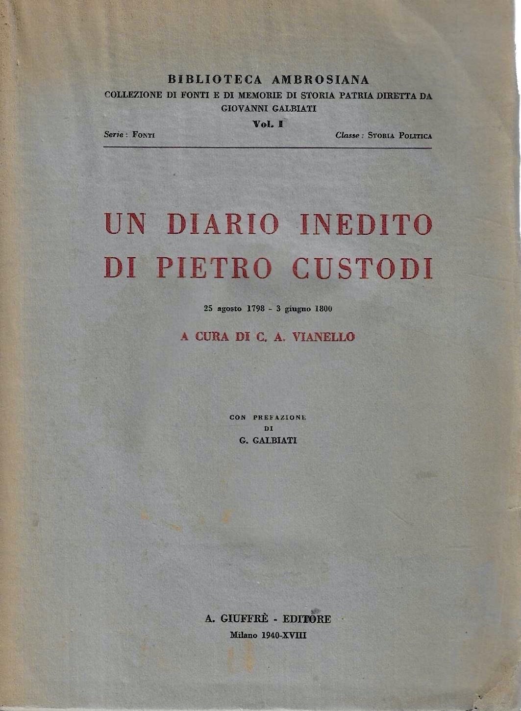 Un diario inedito di Pietro Custodi. 25 aprile 1798 - …