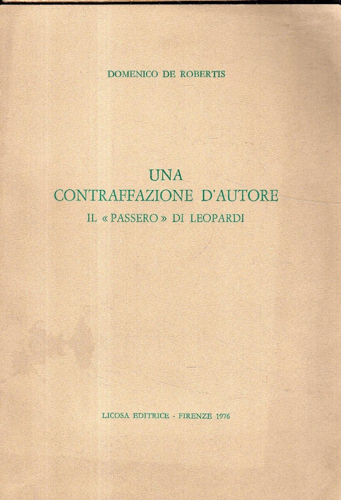 Una Contraffazione d'autore. Il "passero" di Leopardi