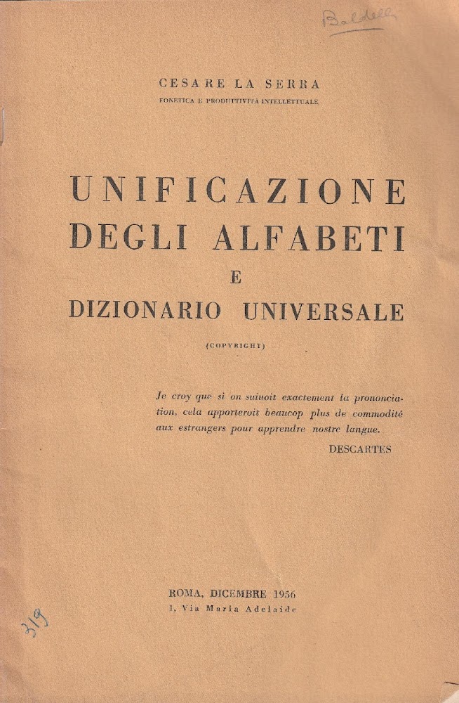 Unificazione degli alfabeti e dizionario universale