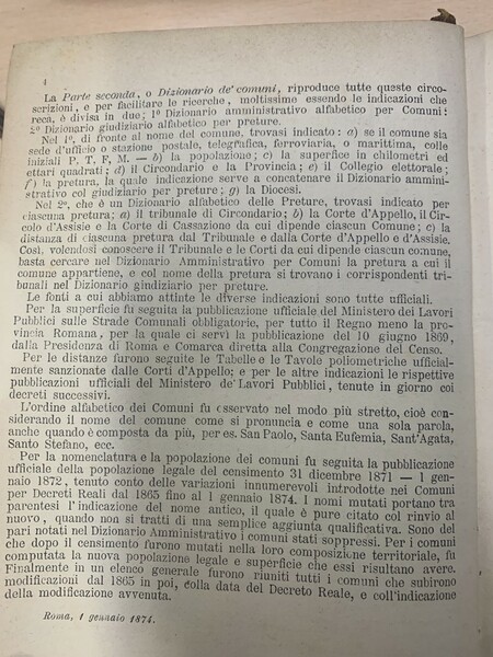 CIRCOSCRIZIONI E DIZIONARIO DEI COMUNI DEL REGNO D'ITALIA