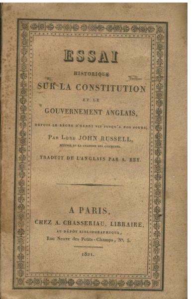 ESSAI HISTORIQUE SUR LA CONSTITUTION ET LE GOUVERNEMENT