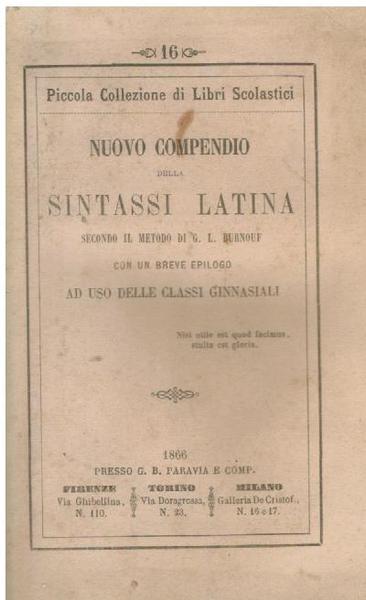 NUOVO COMPENDIO DELLA SINTASSI LATINA SECONDO IL METODO BURNOUF