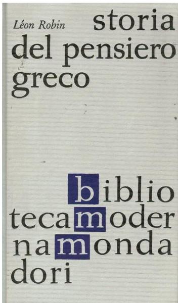 STORIA DEL PENSIERO GRECO
