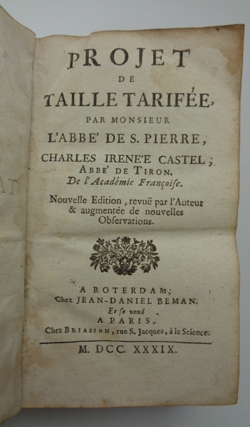 PROJET DE TAILLE TARIFEE. Nouvelle edition revue par l'Auteur et …