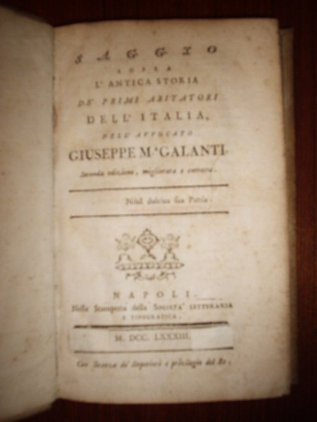 SAGGIO SOPRA L'ANTICA STORIA DE' PRIMI ABITATORI DELL'ITALIA.