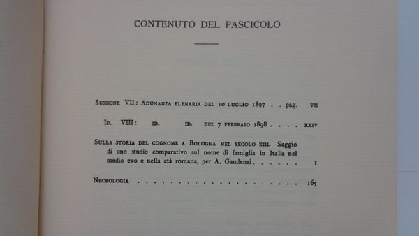 Sulla storia del cognome a Bologna nel secolo XIII