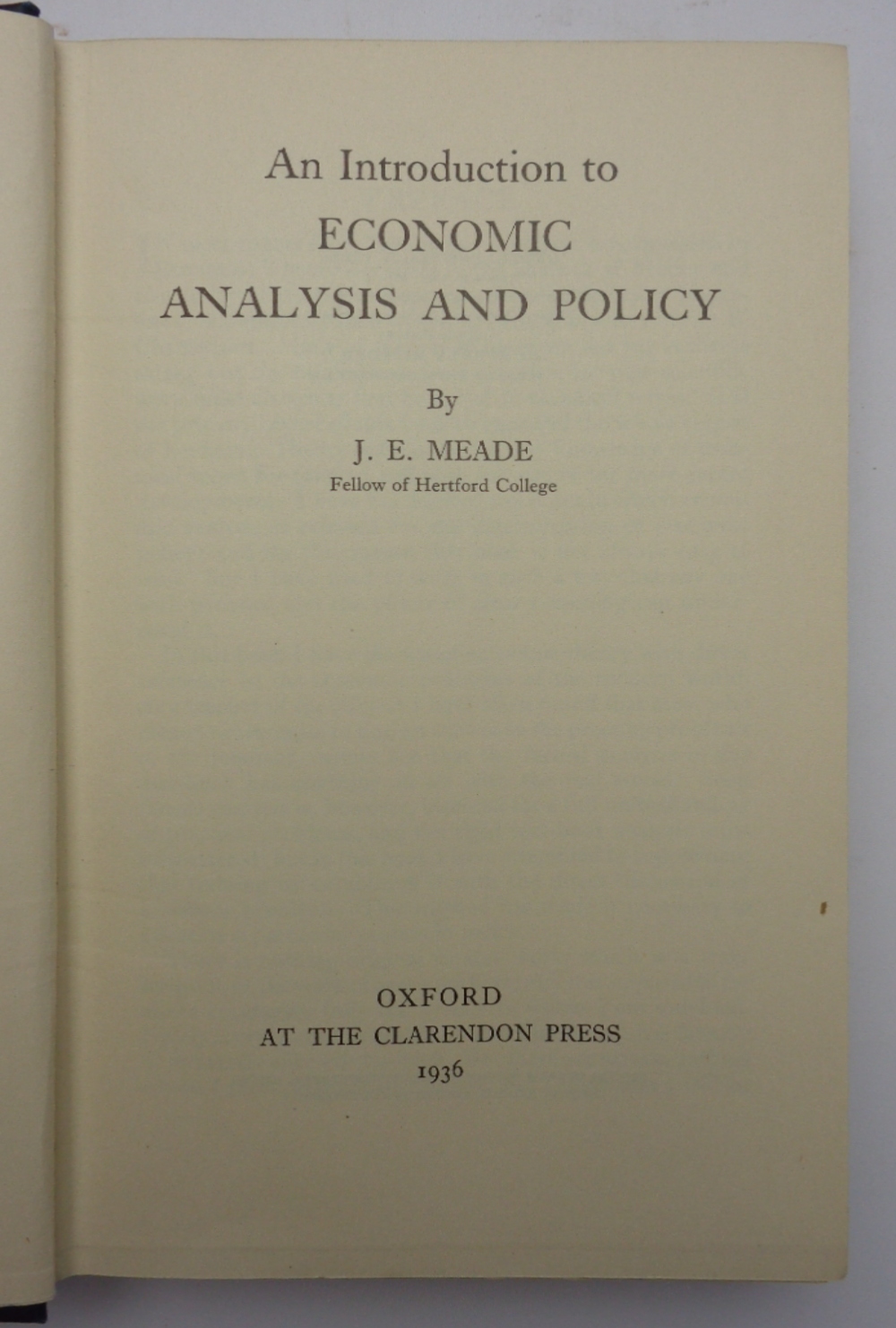 AN INTRODUCTION TO ECONOMIC ANALYSIS AND POLICY.