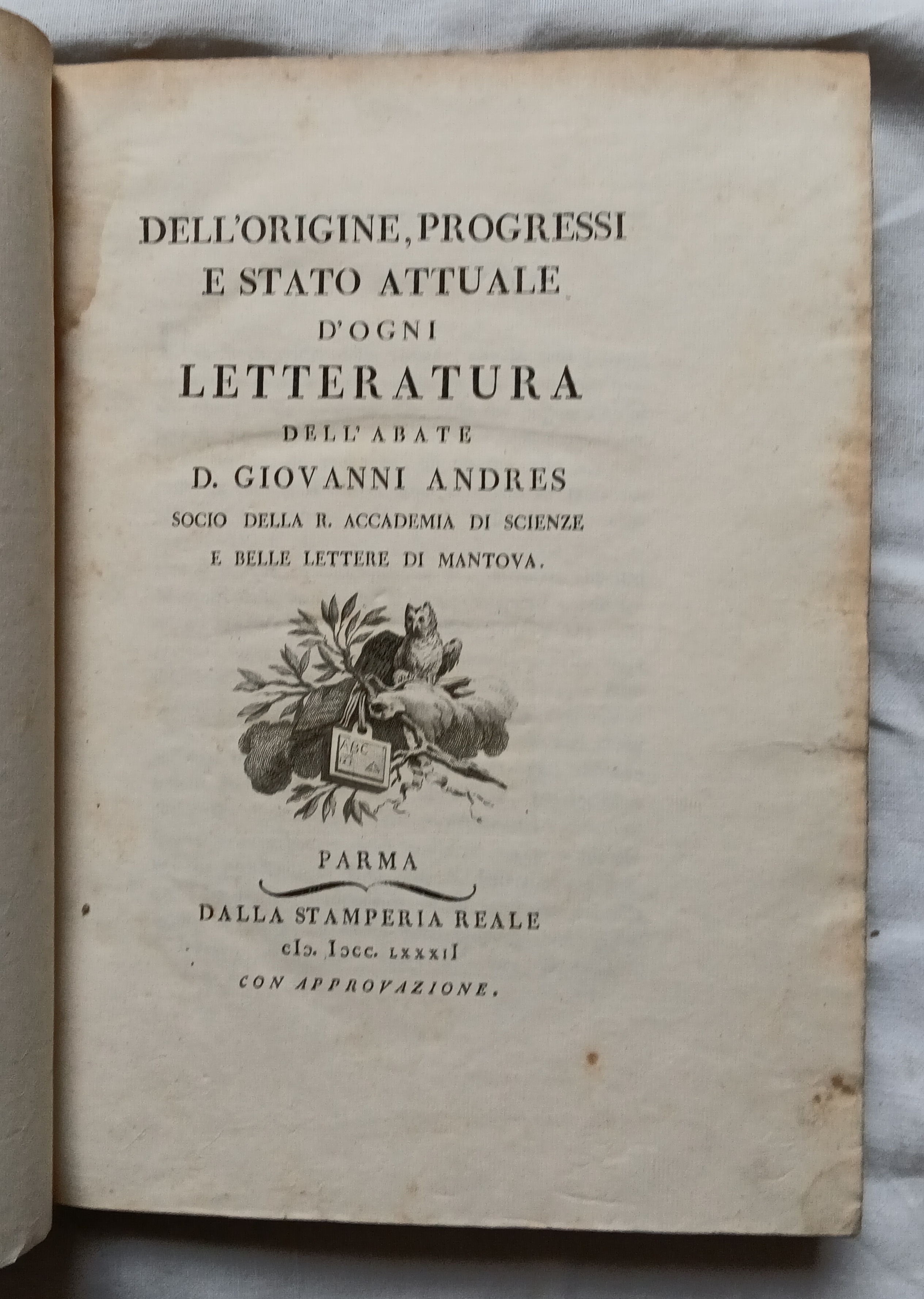 DELL'ORIGINE, PROGRESSI E STATO ATTUALE D'OGNI LETTERATURA.