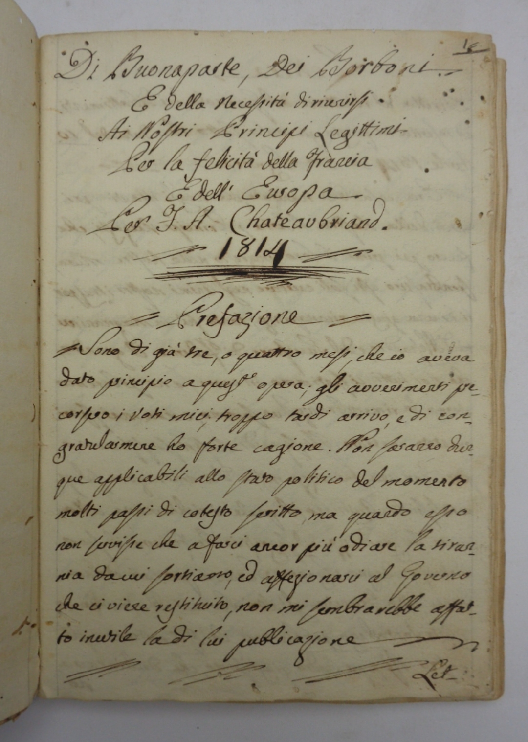 DI BUONAPARTE, DEI BORBONI E DELLA NECESSITÀ DI RIUNIRSI ai …