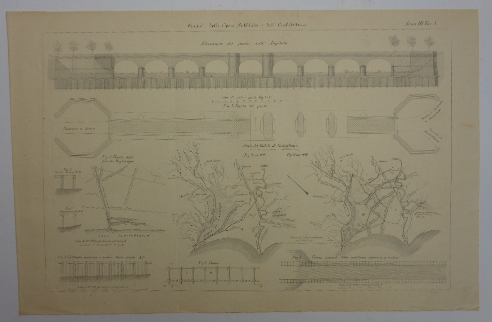 ELEVAZIONE DEL PONTE SULL'AUGITOLA (1850).