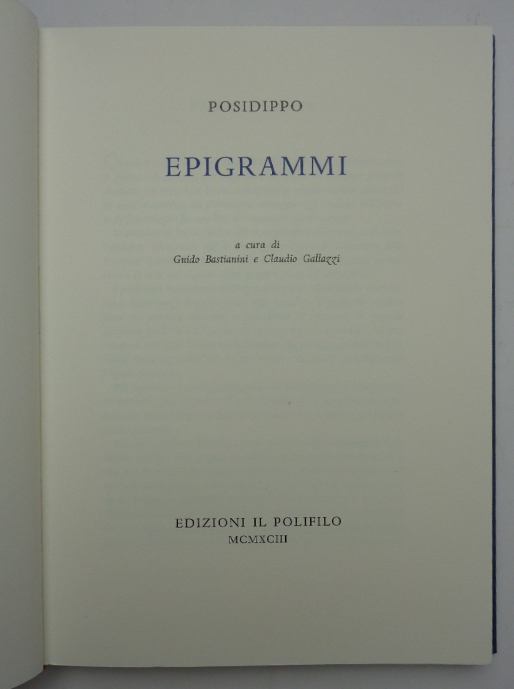 EPIGRAMMI. (Testo greco a fronte).