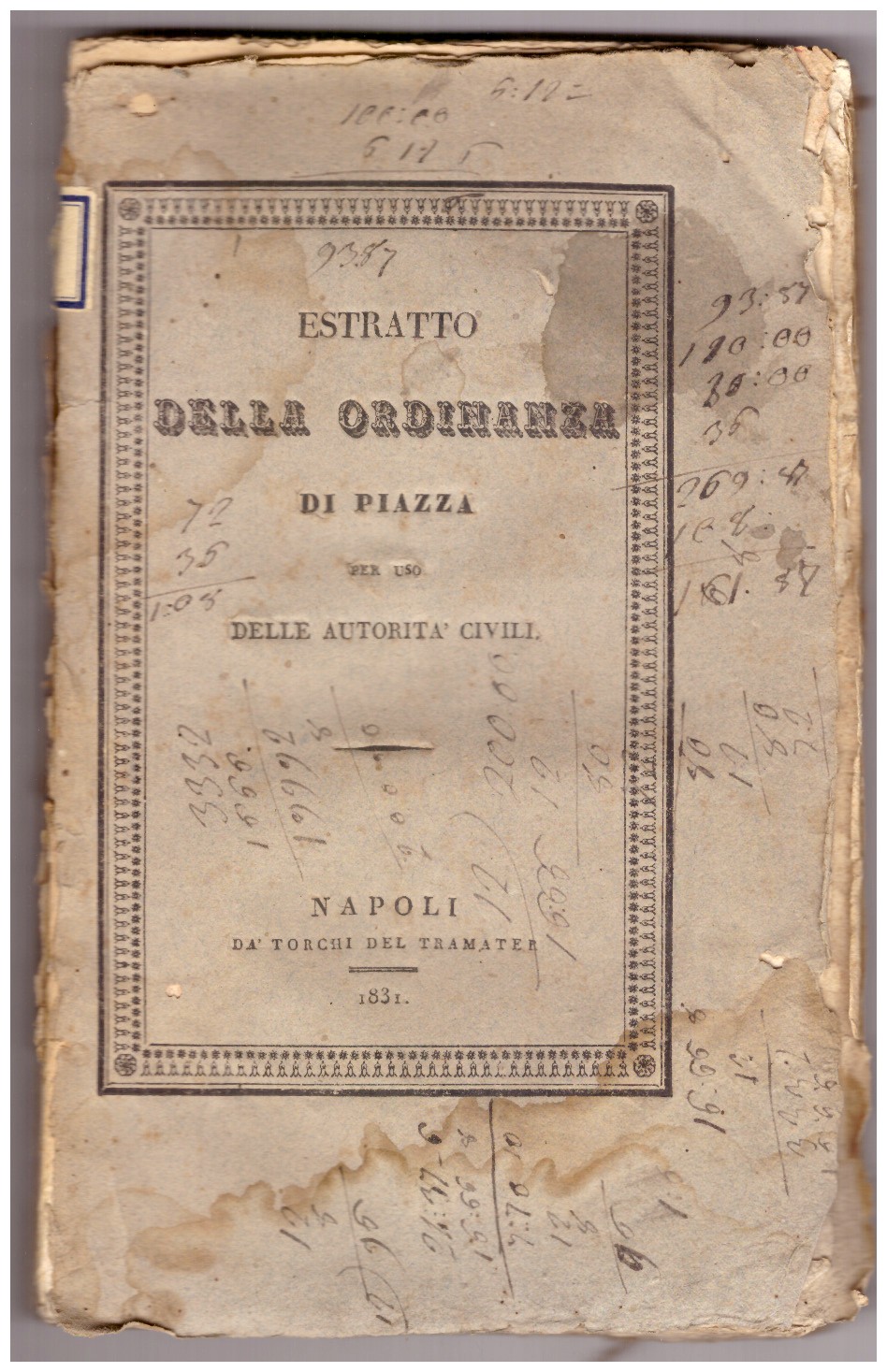 ESTRATTO DELLA ORDINANZA di sua maestà per lo governo, il …