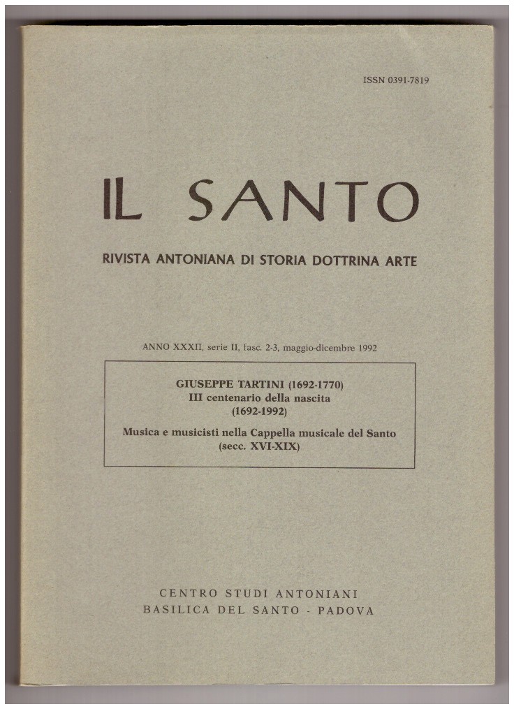 GIUSEPPE TARTINI (1692-1770). III centenario della nascita. (In IL SANTO, …