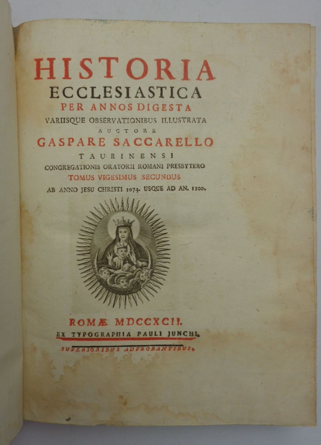 HISTORIA ECCLESIASTICA per annos digesta. Tomus 23, ab anno 1074 …