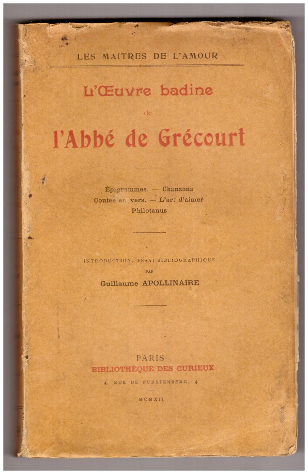 L'OEUVRE BADINE DE L'ABBÉ DE GRÉCOURT.