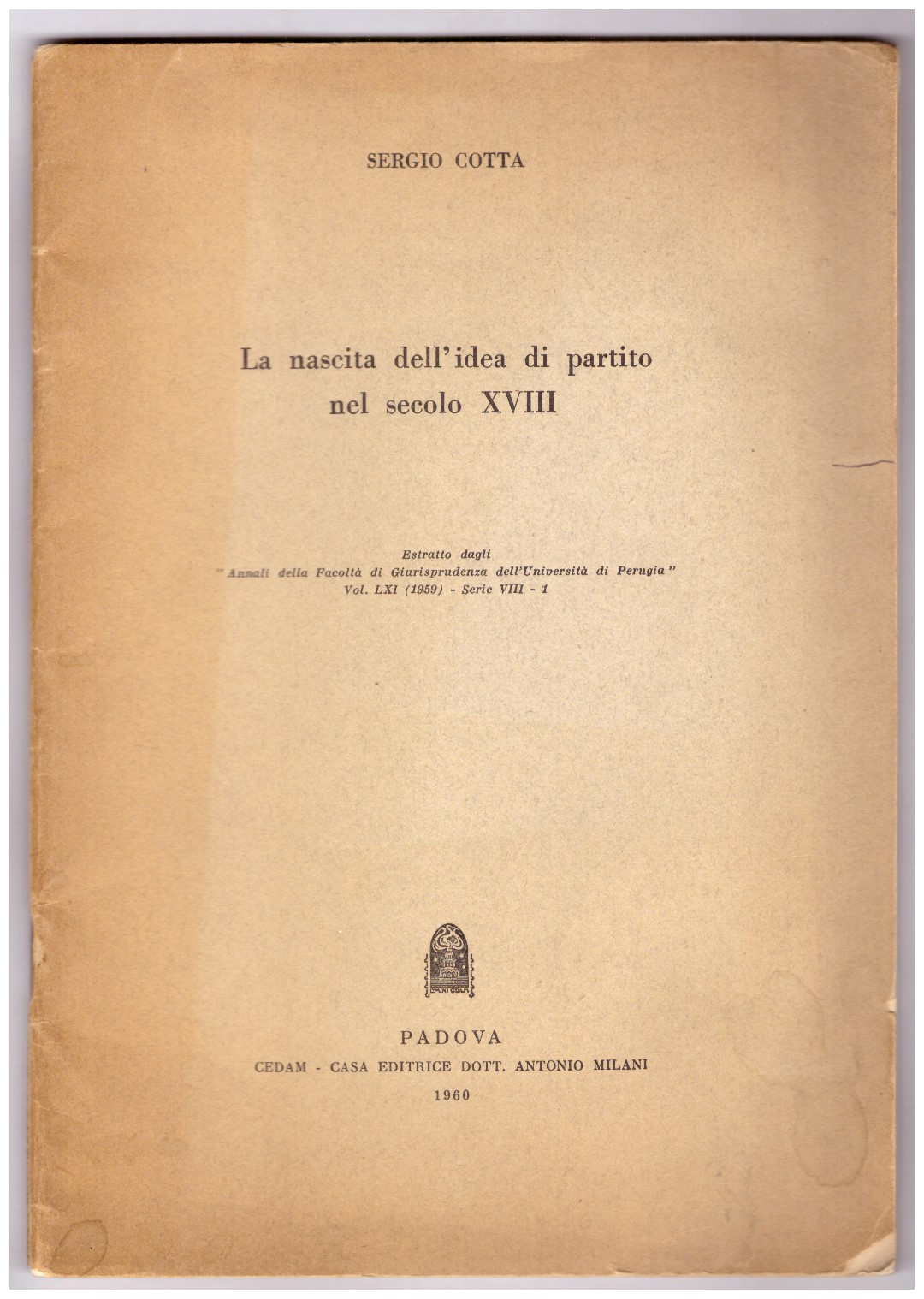 LA NASCITA DELL'IDEA DI PARTITO NEL SECOLO XVIII.