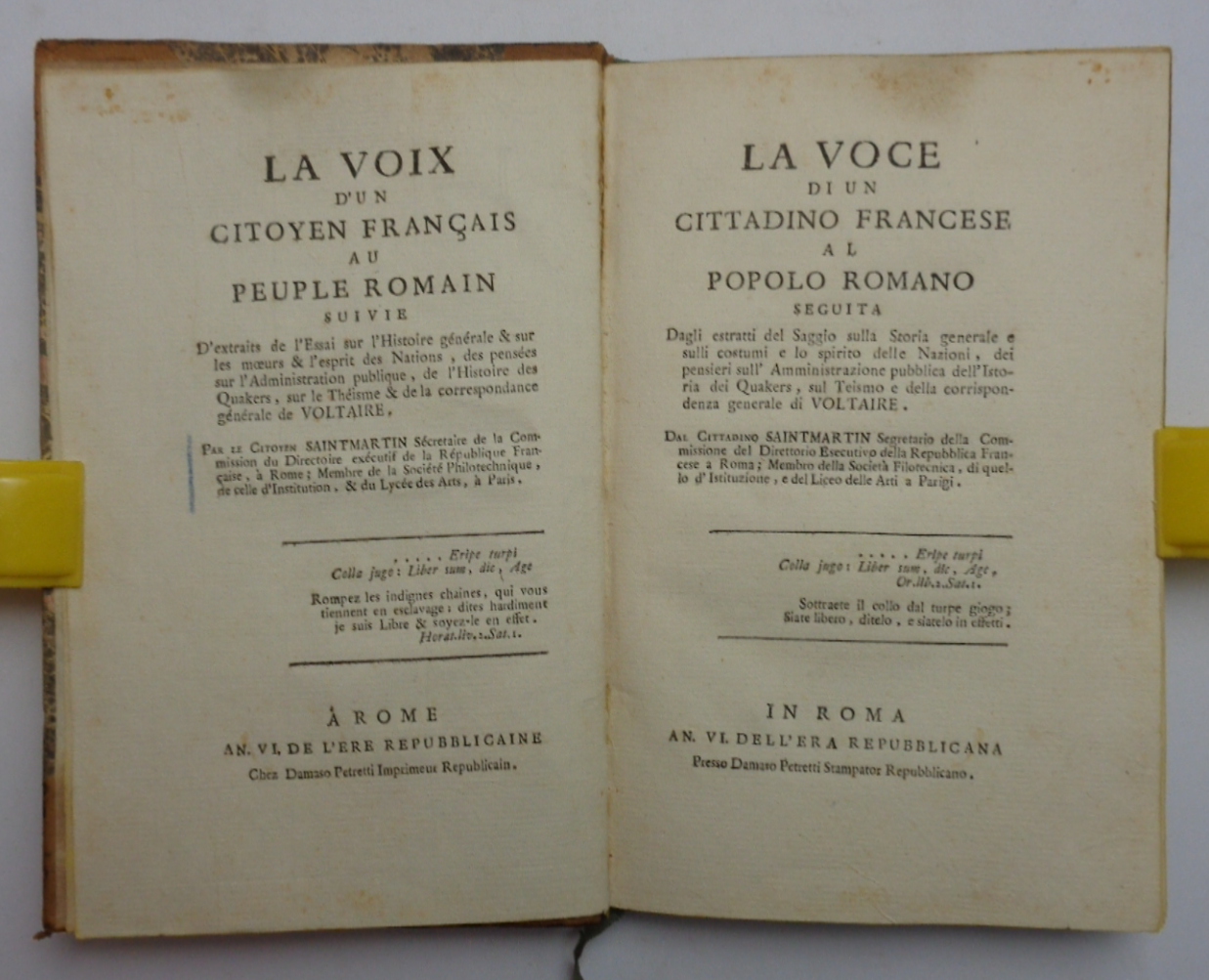 LA VOIX D'UN CITOYEN FRANÇAIS AU PEUPLE ROMAIN – LA …