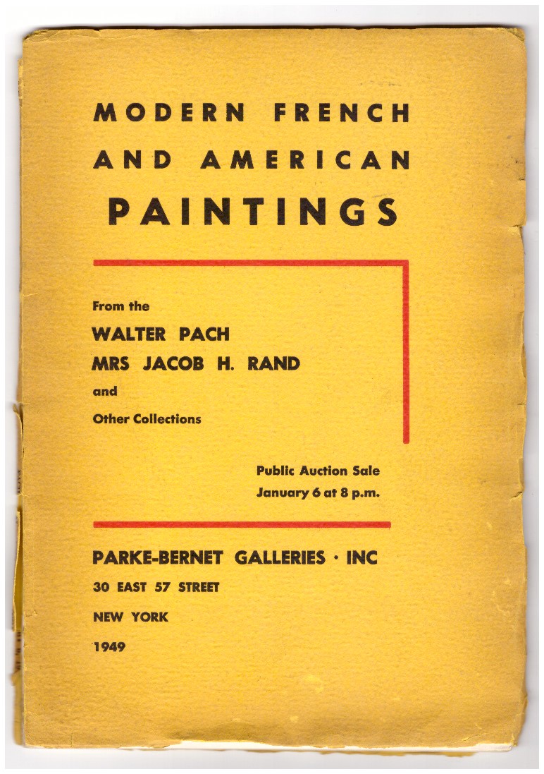 Modern French and American Paintings from the Walter Pach, Mrs. …