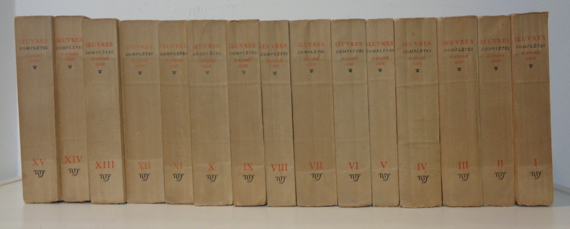 OEUVRES COMPLÈTES D'ANDRÉ GIDE (15 volumi, completo).