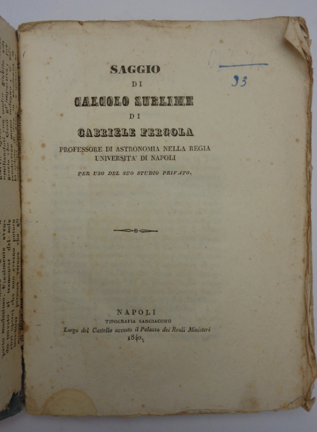 SAGGIO DI CALCOLO SUBLIME.