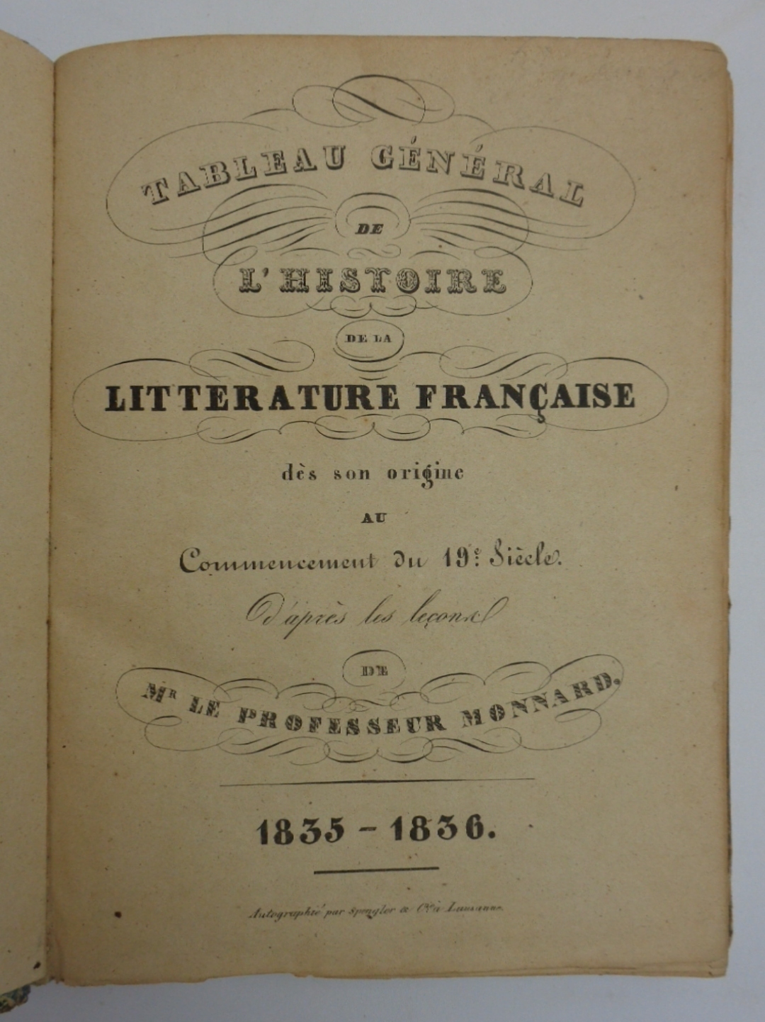 TABLEAU GÉNÉRAL DE L'HISTOIRE DE LA LITTERATURE FRANÇAISE de son …