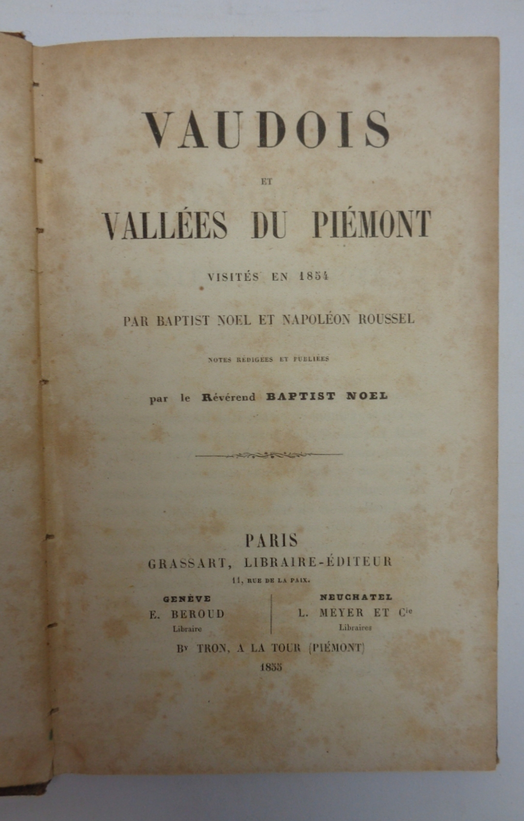 VAUDOIS ET VALLÉES DU PIEMONT visités en 1854 par Baptist …