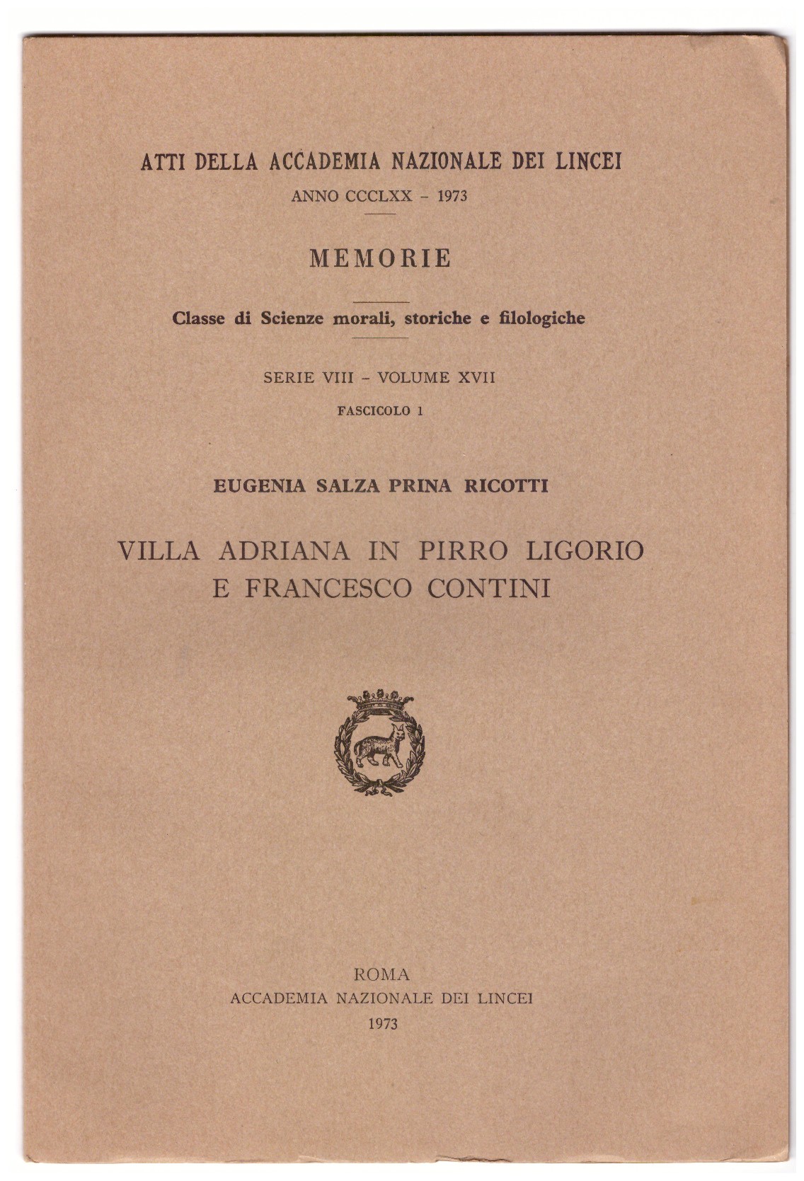 Villa Adriana in Pirro Ligorio e Francesco Contini