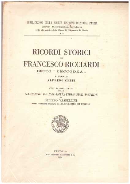 Ricordi storici di Francesco Ricciardi detto "Ceccodea". Con l'aggiunta della …
