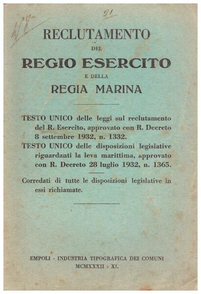 Reclutamento del Regio Esercito e della Regia Marina