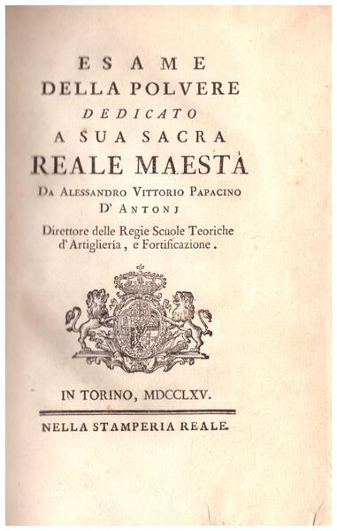 Esame della polvere. Dedicato a Sua Sacra Reale Maestà
