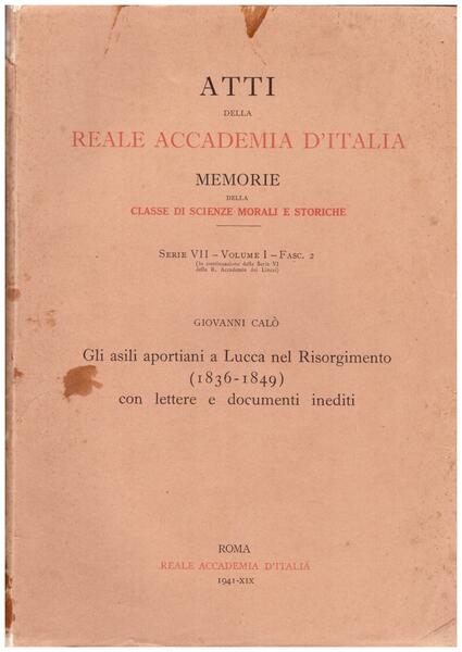 Gli asili aportiani a Lucca nel Risorgimento (1836-1849) Gli asili …