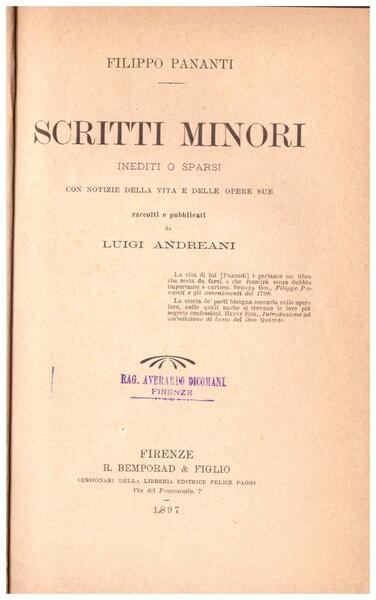 Scritti minori inediti o sparsi, con notizie della vita e …