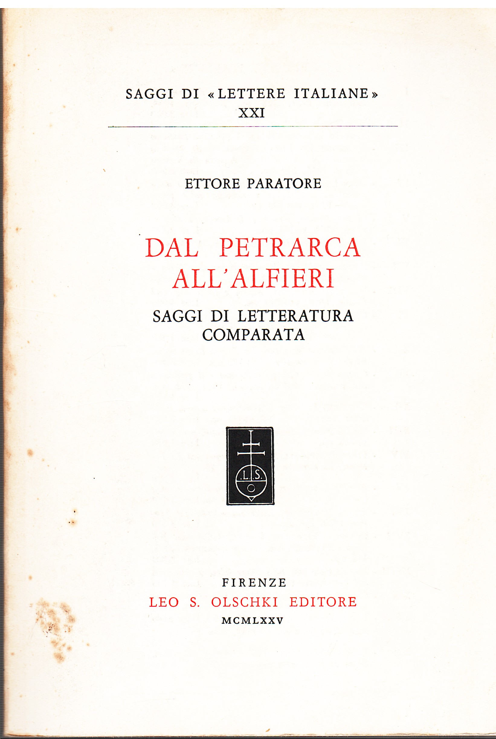 Dal Petrarca all'Alfieri