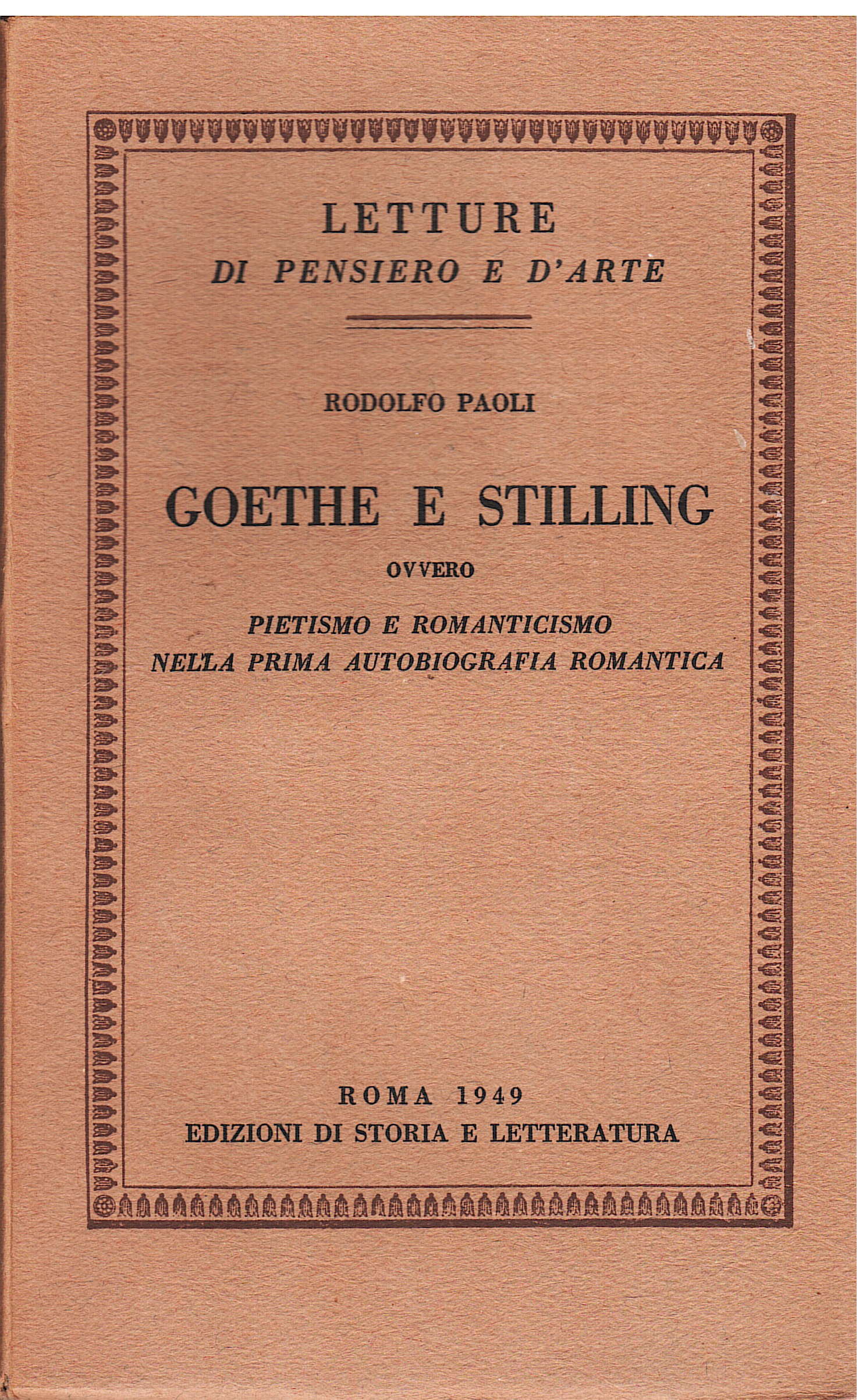 Goethe e Stilling ovvero Pietismo e Romanticismo nella prima autobiografia …