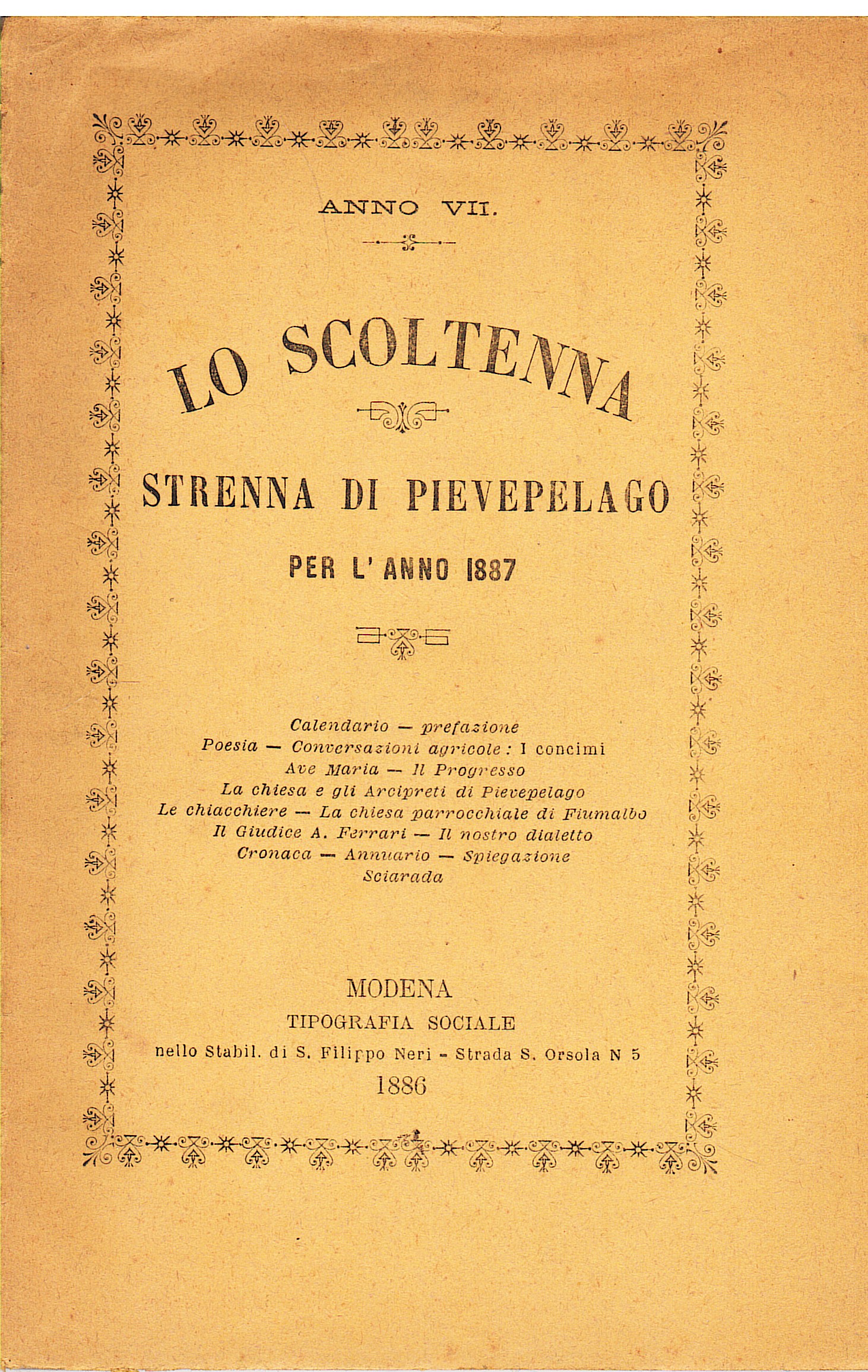 Lo Scoltenna. Strenna di Pievepelago per l'anno 1887