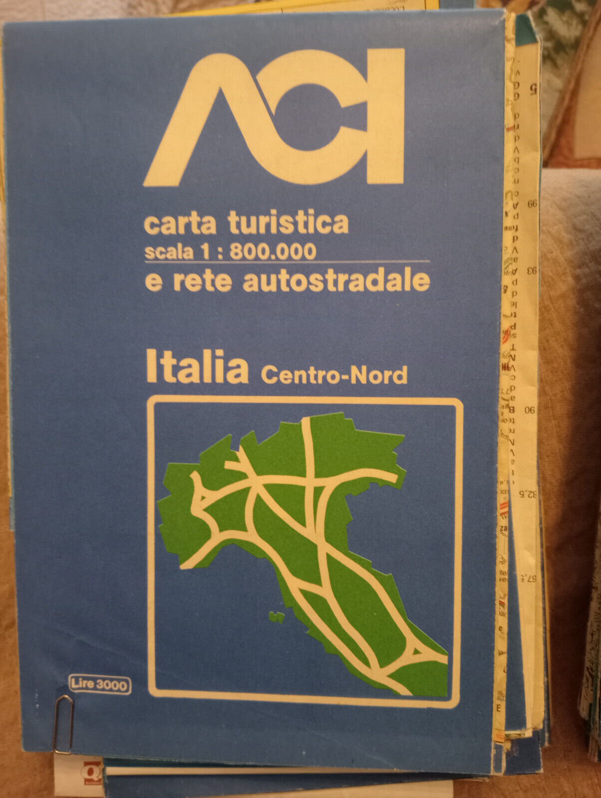 ACI Carta turistica e rete autostradale Italia Centro-Nord scala 1:800.000