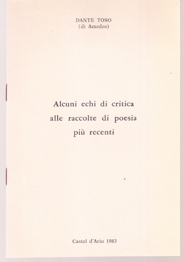 Alcuni echi di critica alle raccolte di poesia più recenti