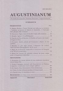 Augustinianum Annus LVI, Fasciculus I, Iunius 2016