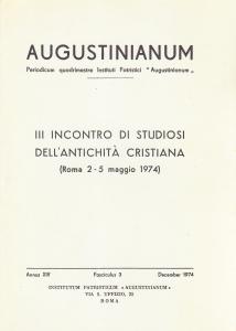 Augustinianum Annus XIV, Fasciculus 3, December 1974