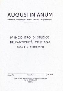 Augustinianum Annus XVI, Fasciculus 1, Aprilis 1976. La teologia della …