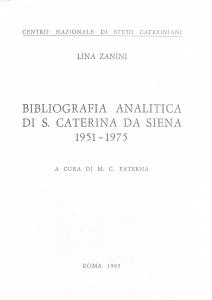 Bibliografia analitica di S. Caterina da Siena 1951-1975