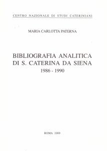 Bibliografia analitica di S. Caterina da Siena 1986 - 1990