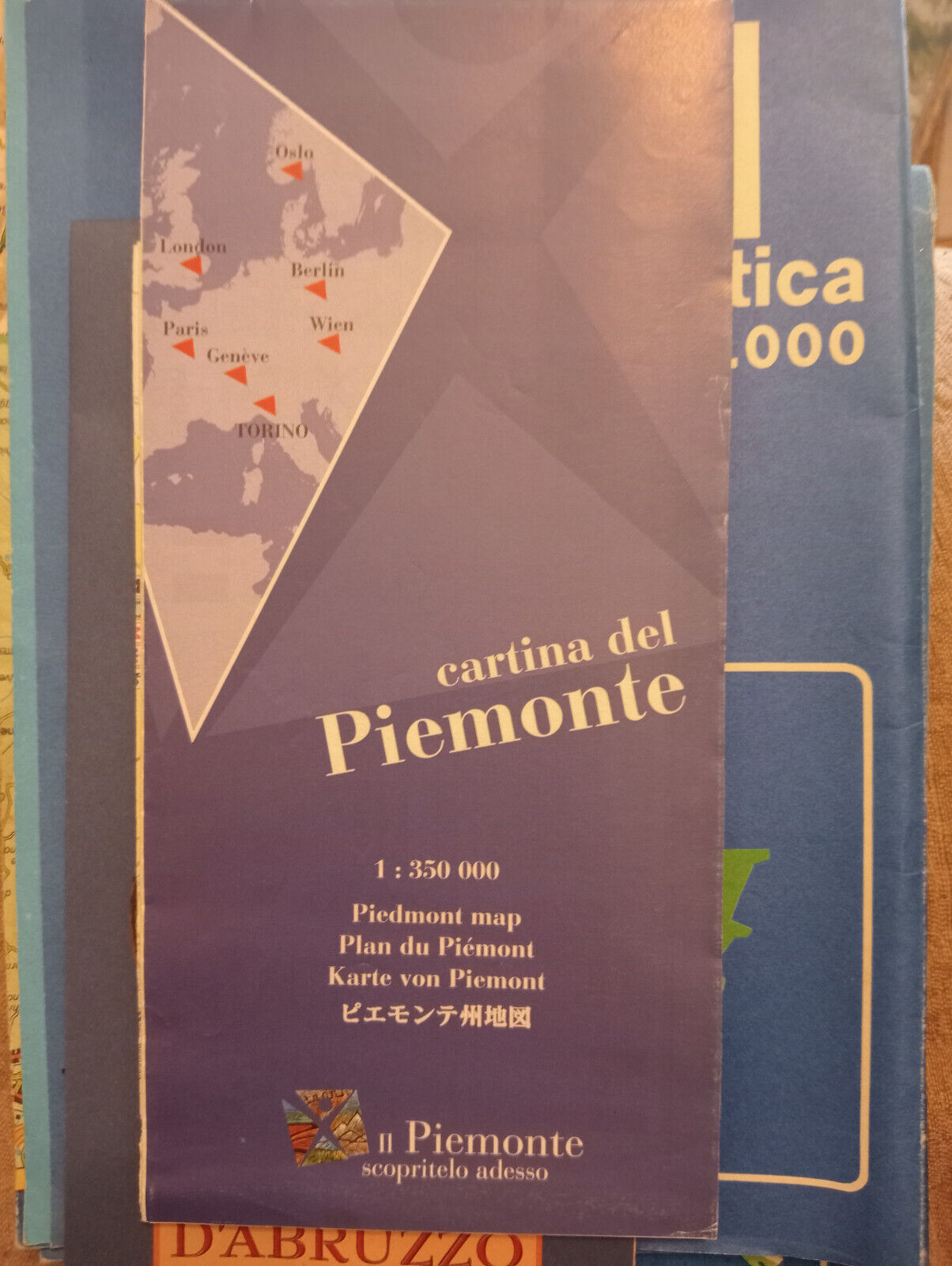 Cartina del Piemonte scala 1:350.000