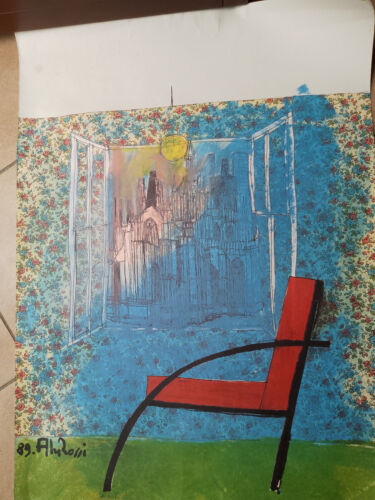 Dipinto su carta, firmato