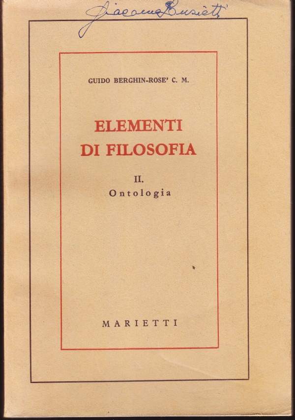 Elementi di filosofia II. Ontologia