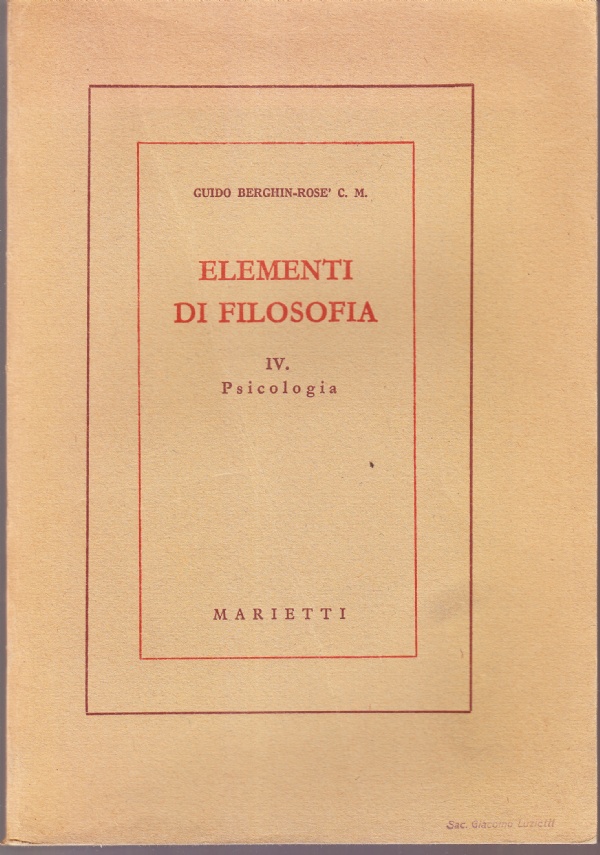 Elementi di filosofia IV. Psicologia