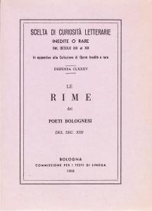 Le Rime dei Poeti Bolognesi del sec. XIII