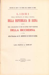 Libri dell'entrata e dell'uscita della Repubblica di Siena detti del …